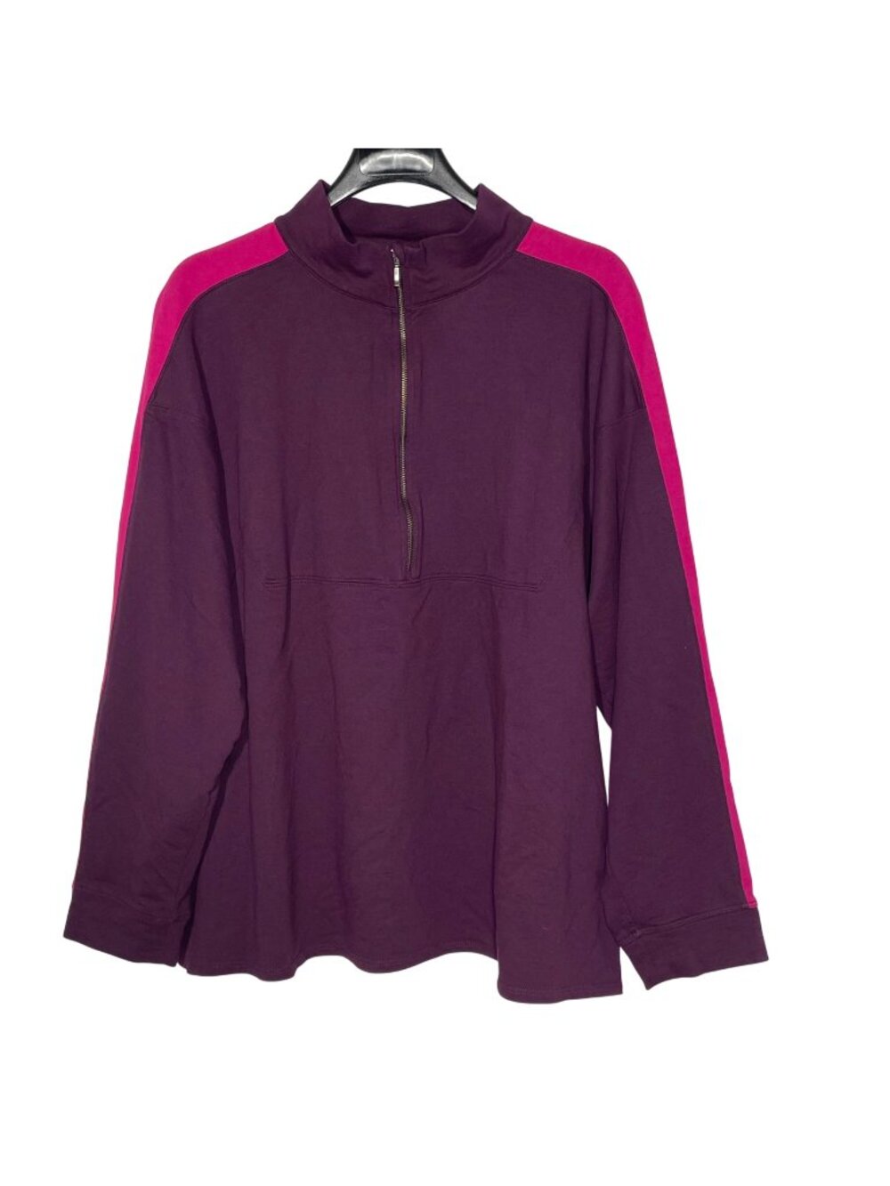 J. Jill Fit Mock Neck Half Zip Pullover Top Arm Stripe Pink Sz 2X Athletic